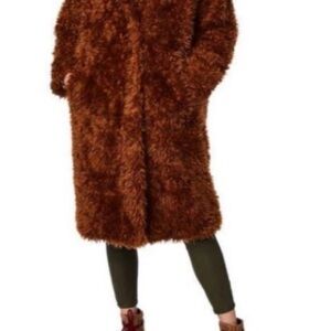 Bernardo Teddy Coat Faux Fur Brown Women’s Small NWT Long Cozy Winter Jacket